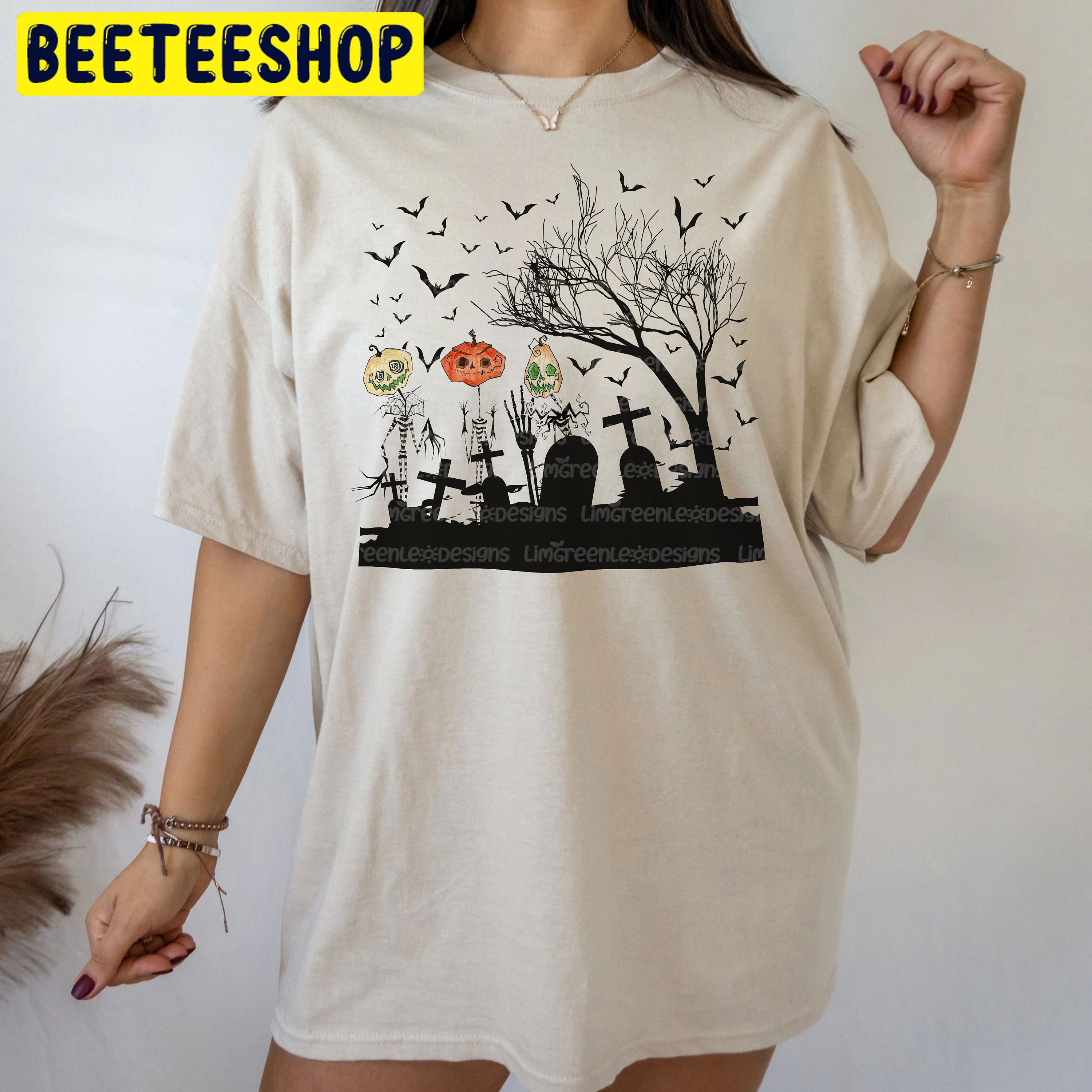 Cemetery Halloween Pumpkin Trending Unisex Shirt