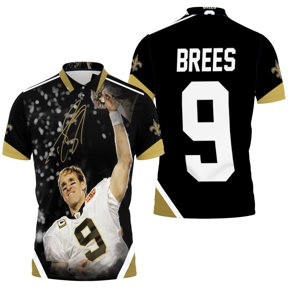 Champion Drew Brees New Orleans Saints Golden Signed 3D All Over Print Polo Shirt