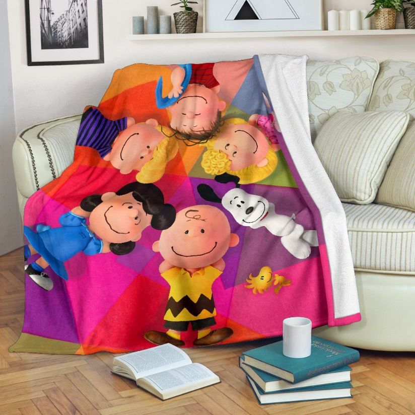 Charlie Brown And Snoopy Family And Woodstock Fleece Blanket Throw Blanket