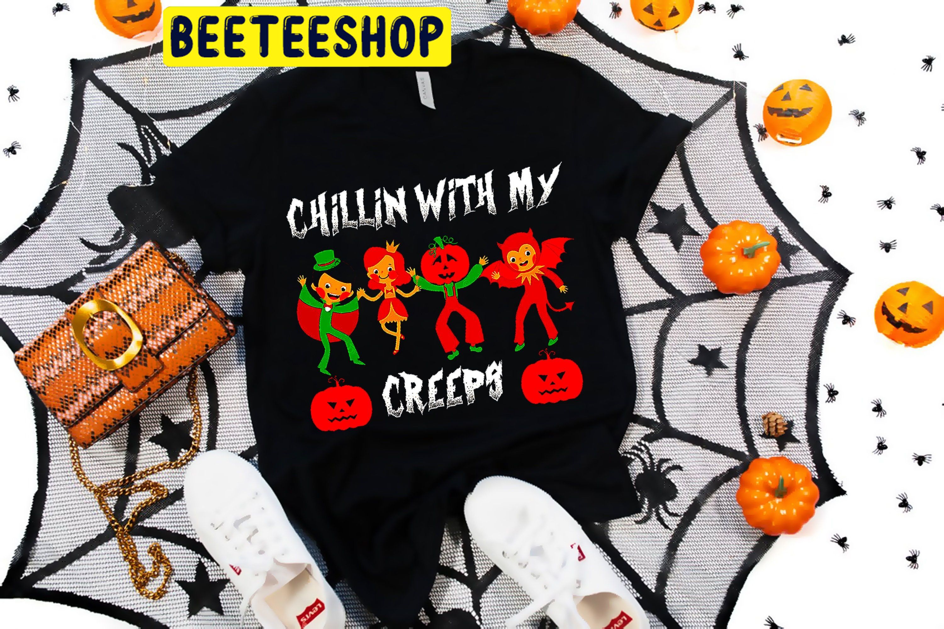 Chillin With My Creeps Let’s Party HalloweenTrending Unisex Shirt