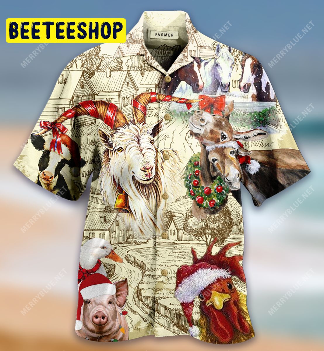 Christmas Begins On The Farm Unisex Trending Hawaiian Shirt