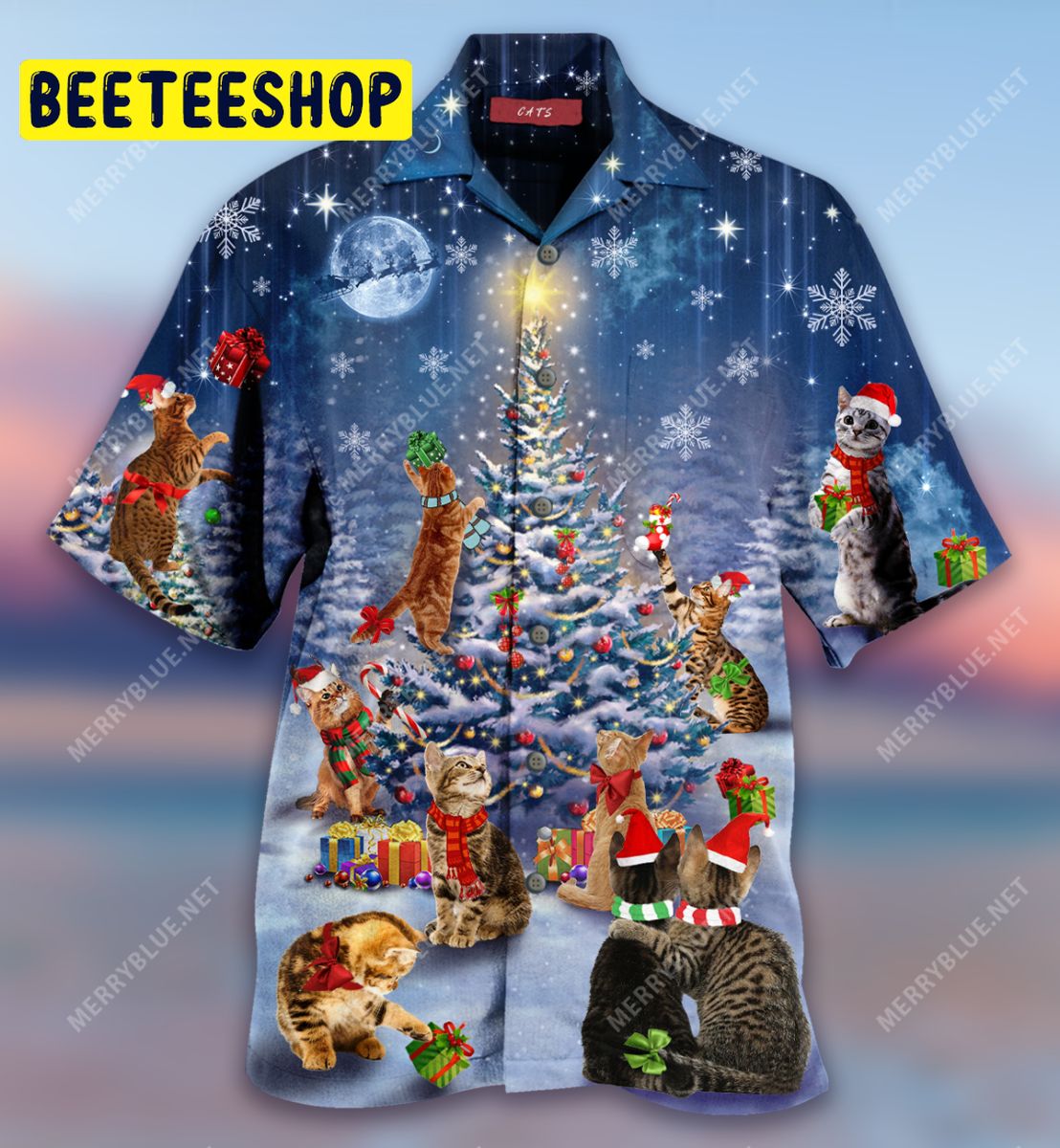 Christmas Cat Family Reunion Unisex Trending Hawaiian Shirt