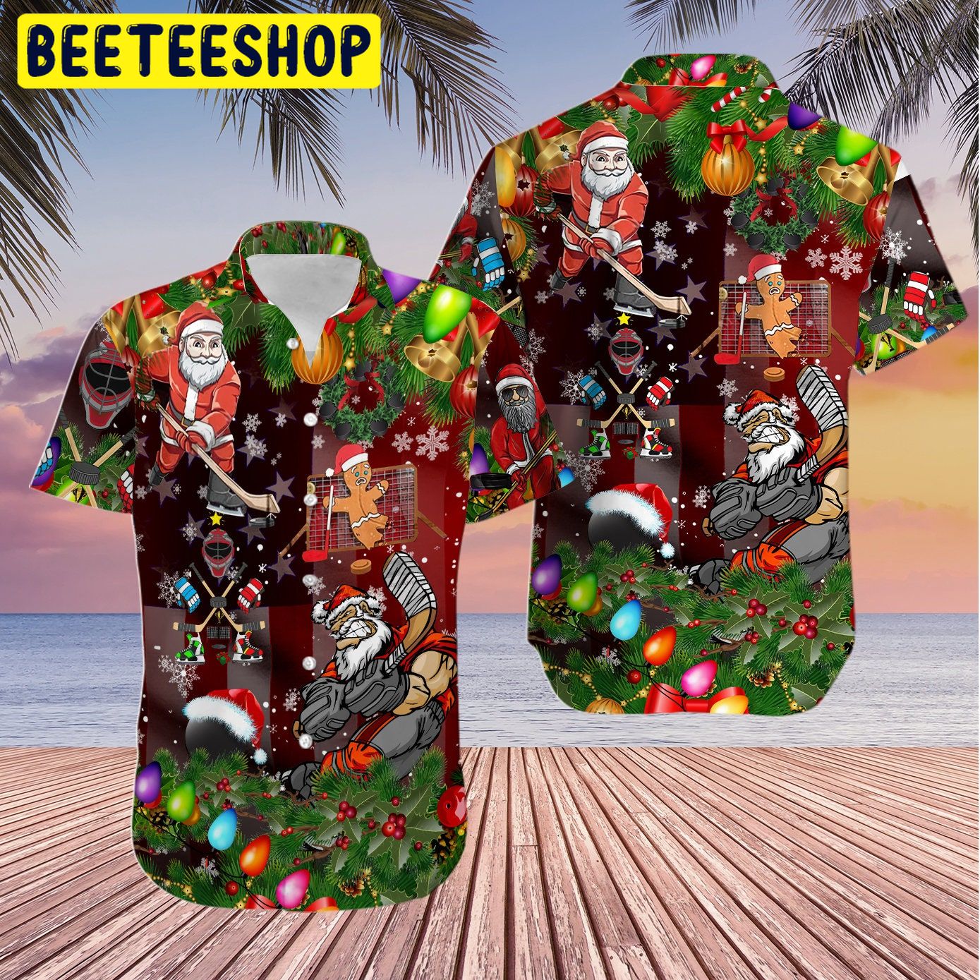 Christmas Come On Play Hockey Trending Hawaiian Shirt