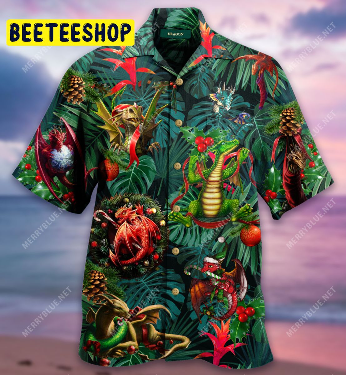 Christmas Dragon Unisex Trending Hawaiian Shirt