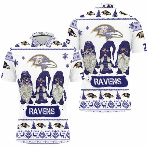 Christmas Gnomes Baltimore Ravens Ugly Sweatshirt Christmas 3d 3D All Over Print Polo Shirt