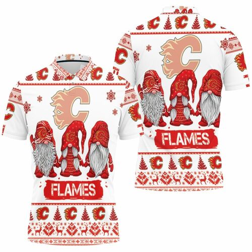 Christmas Gnomes Calgary Flames Ugly Sweatshirt Christmas 3d 3D All Over Print Polo Shirt