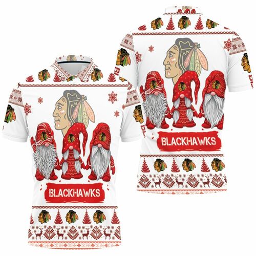 Christmas Gnomes Chicago Blackhawks Ugly Sweatshirt Christmas 3d 3D All Over Print Polo Shirt