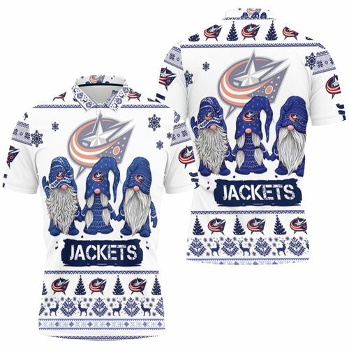 Christmas Gnomes Columbus Blue Jackets Ugly Sweatshirt Christmas 3d 3D All Over Print Polo Shirt