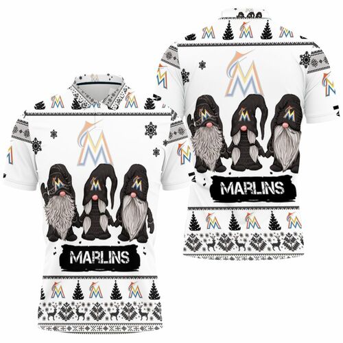 Christmas Gnomes Marlins Ugly Sweatshirt Christmas 3D All Over Print Polo Shirt