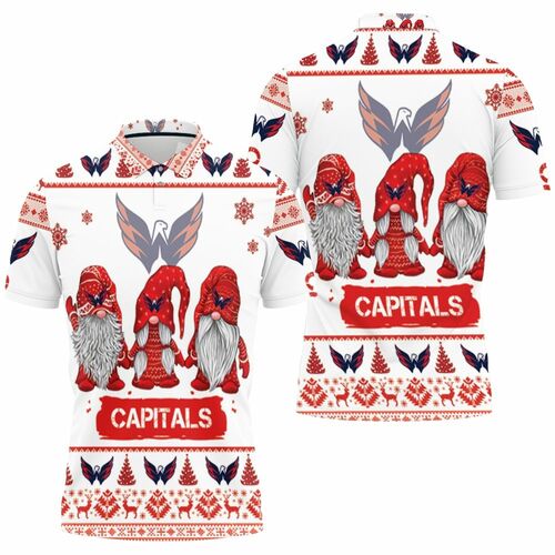 Christmas Gnomes Washington Capitals Ugly Sweatshirt Christmas 3d 3D All Over Print Polo Shirt