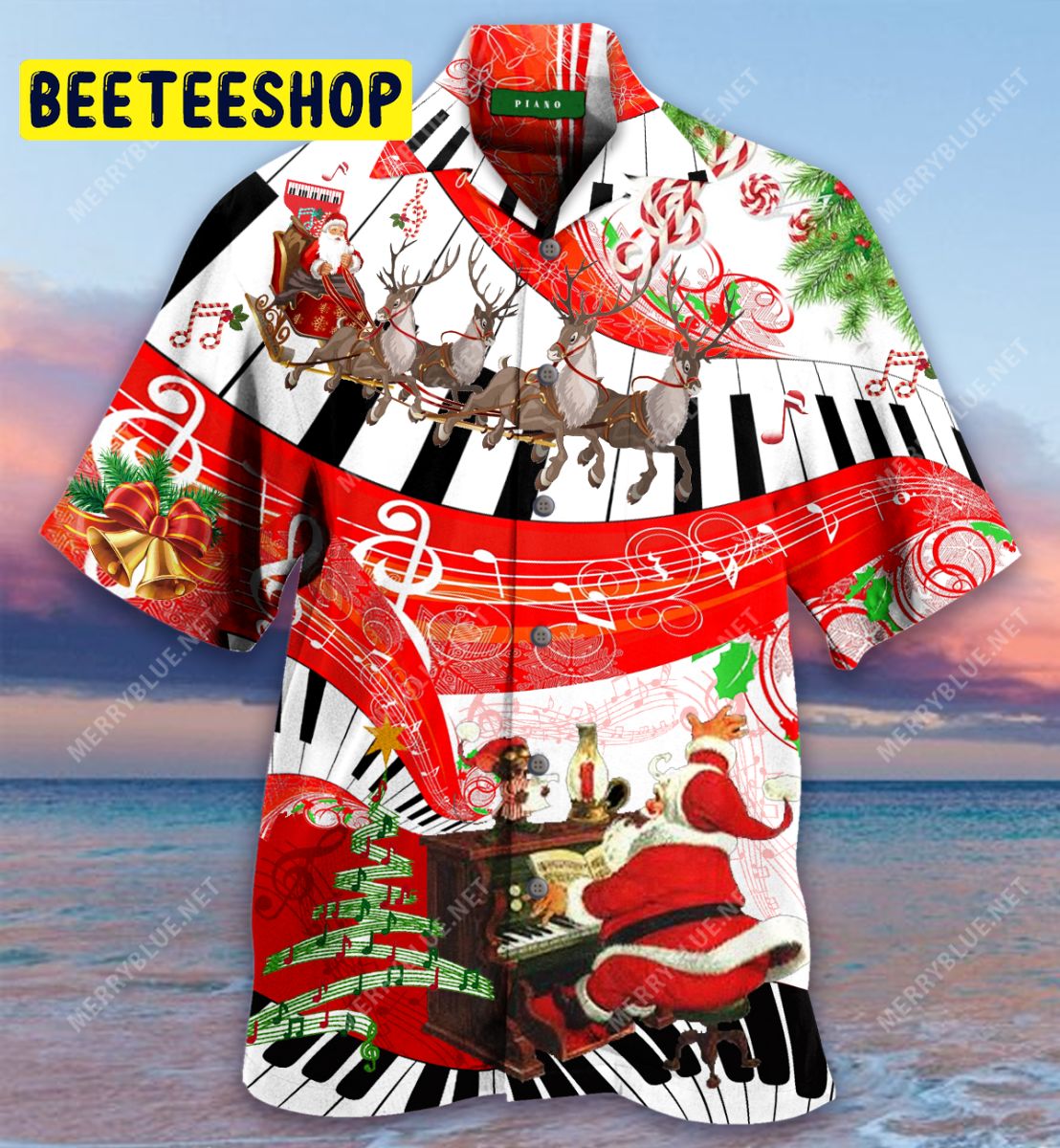 Christmas Piano Unisex Trending Hawaiian Shirt