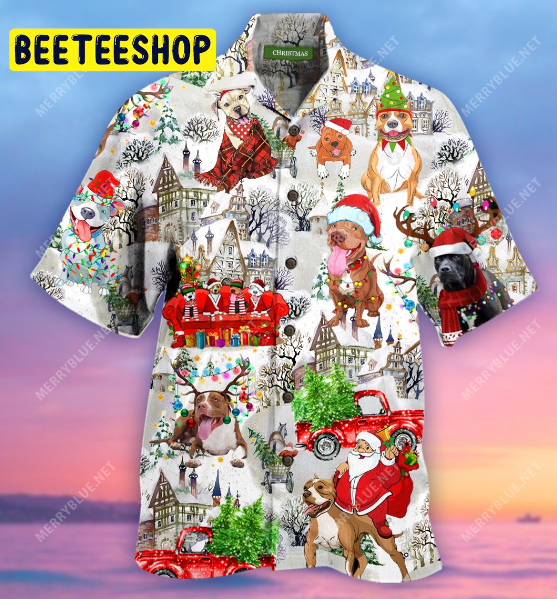 Christmas Pit bulls Unisex Trending Hawaiian Shirt