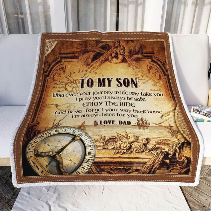 Compass My Son Im Always Here For You Dad Comfy Sofa Throw Blanket