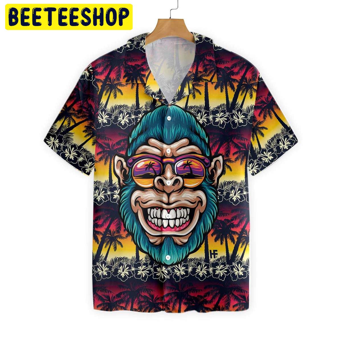 Cool Monkey Head In Paradise Trending Hawaiian Shirt