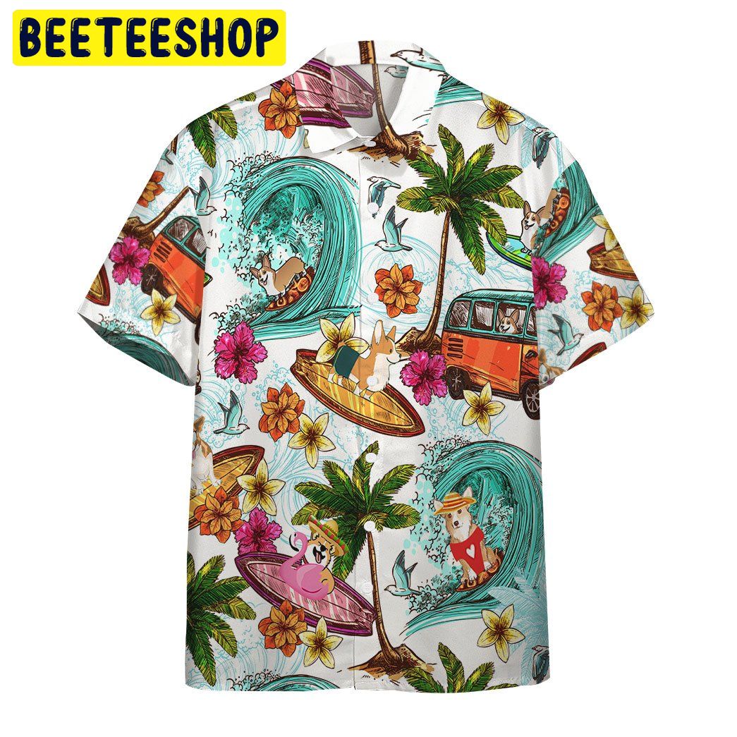 Corgi Dog 3D All Over Printed Trending Hawaiian Shirt