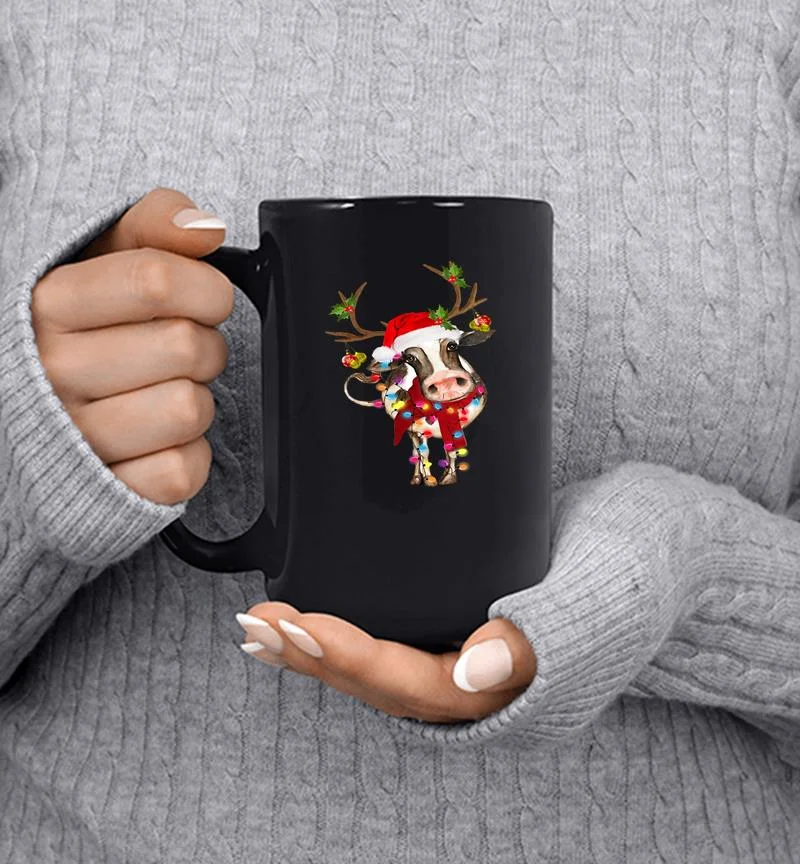 Cow Reindeer Santa Christmas Ligh Mug