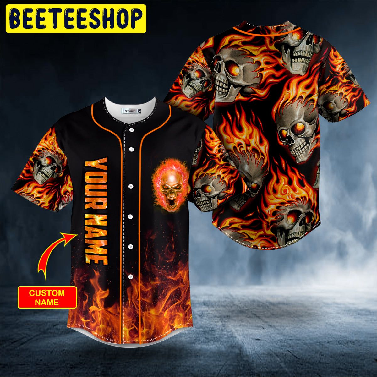 Crazy Ghost Fire Skull Custom Trending Baseball Jersey