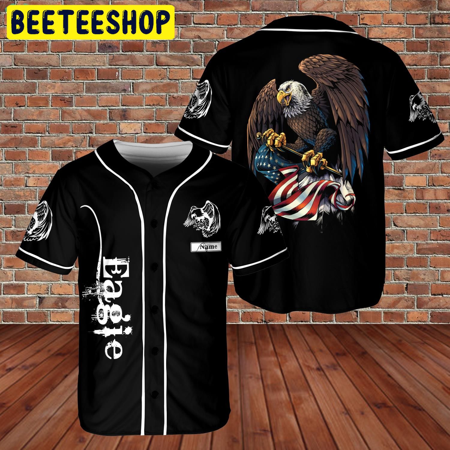 Custom Name Awesome Eagle America Flag Indenpend Veteran Days Trending Jersey Baseball