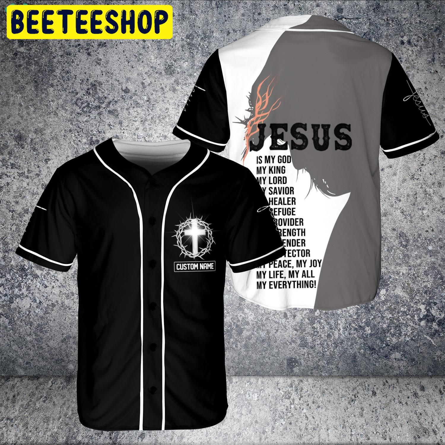 Custom Name Jesus Christian Cross Jesus Is My God My Savior Trending Jersey Baseball