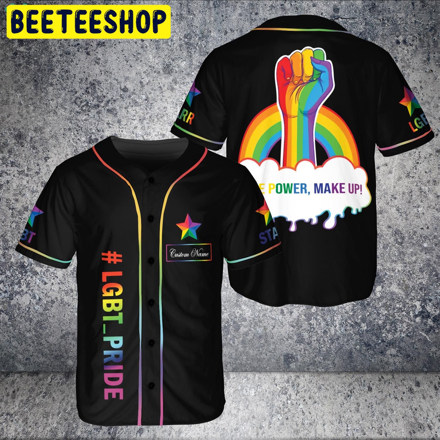 Custom Name Lgbt Pride Hand Support Love Is Love Lgbt Rainbow Trending Jersey Baseball