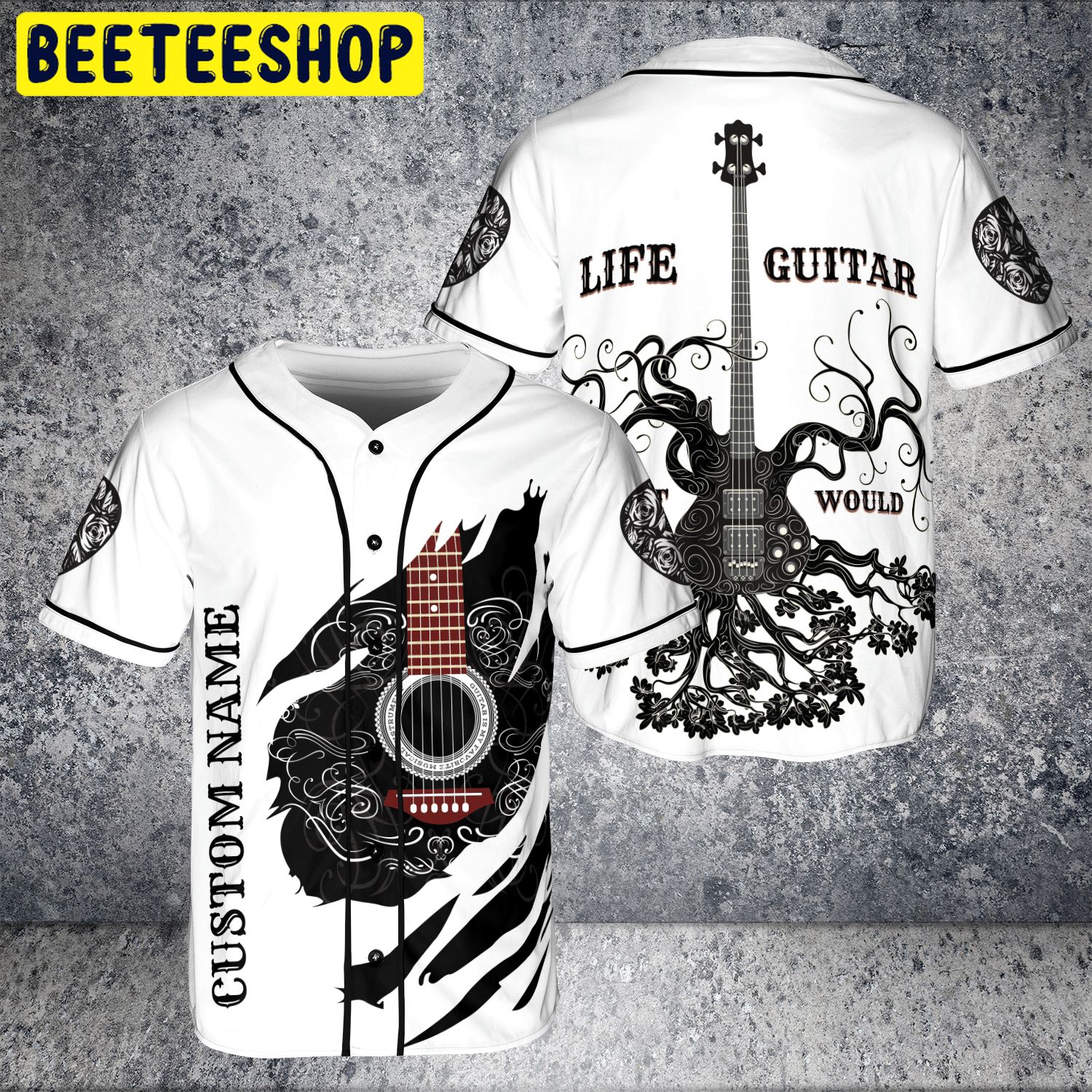 Custom Name Life Without Guitar Would Guitar Player Gift Trending Jersey Baseball