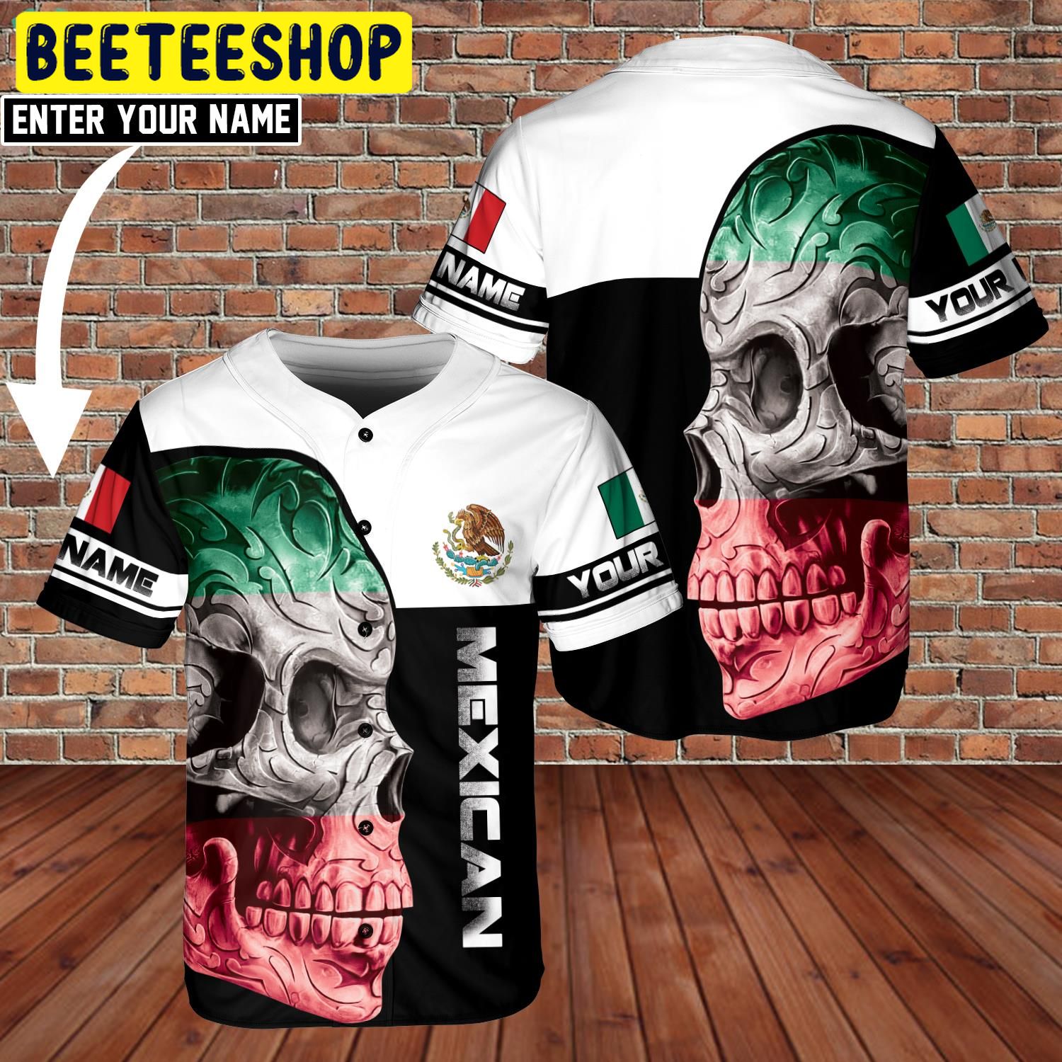 Custom Name Love Mexico Skull And Eagle Logo Trending Jersey Baseball