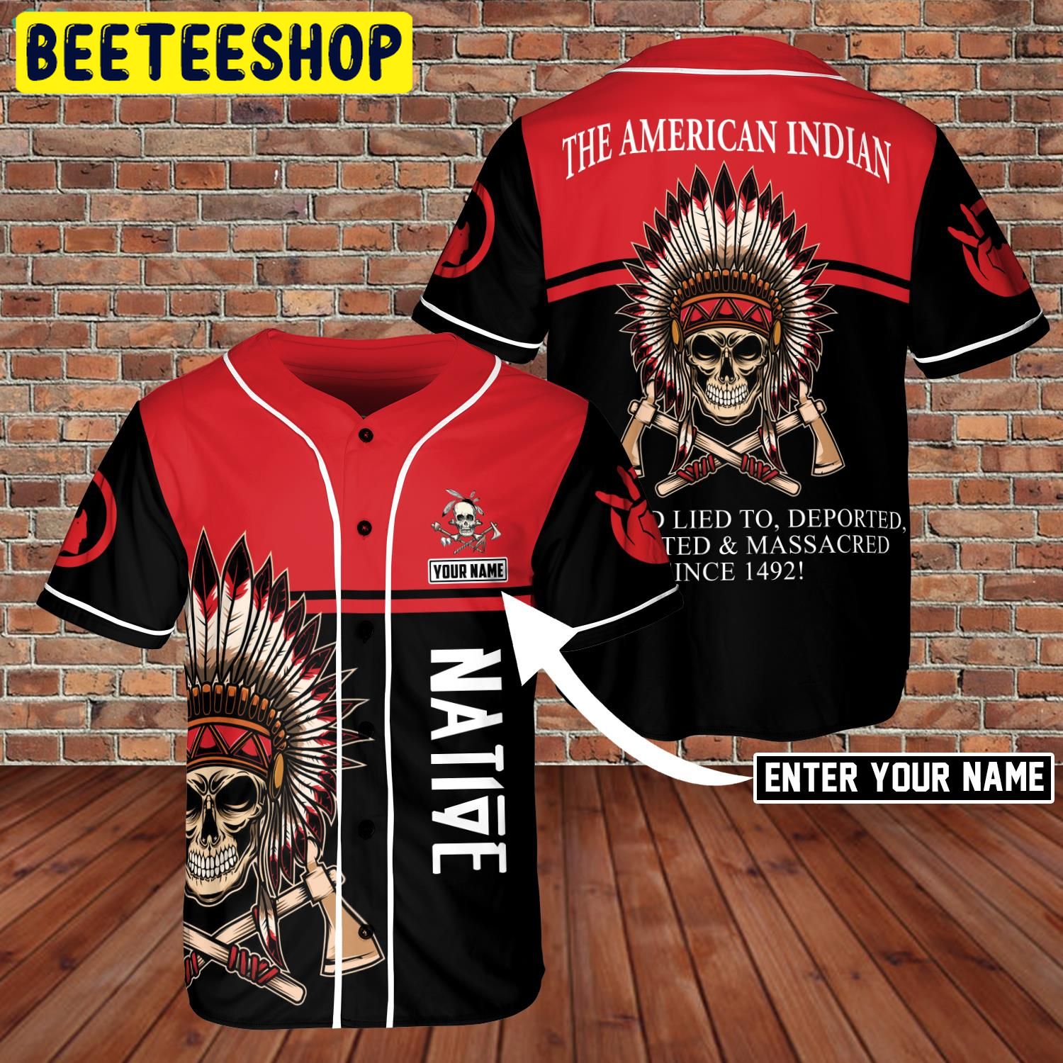 Custom Name Native Amercia Indian Tribal Skull Lied To Deported Trending Jersey Baseball