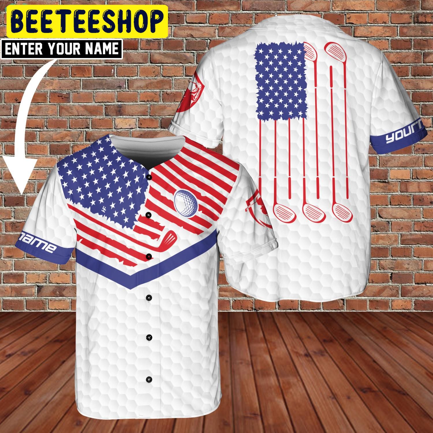 Custom Name Playing Golf United States US Flag Trending Jersey Baseball Style