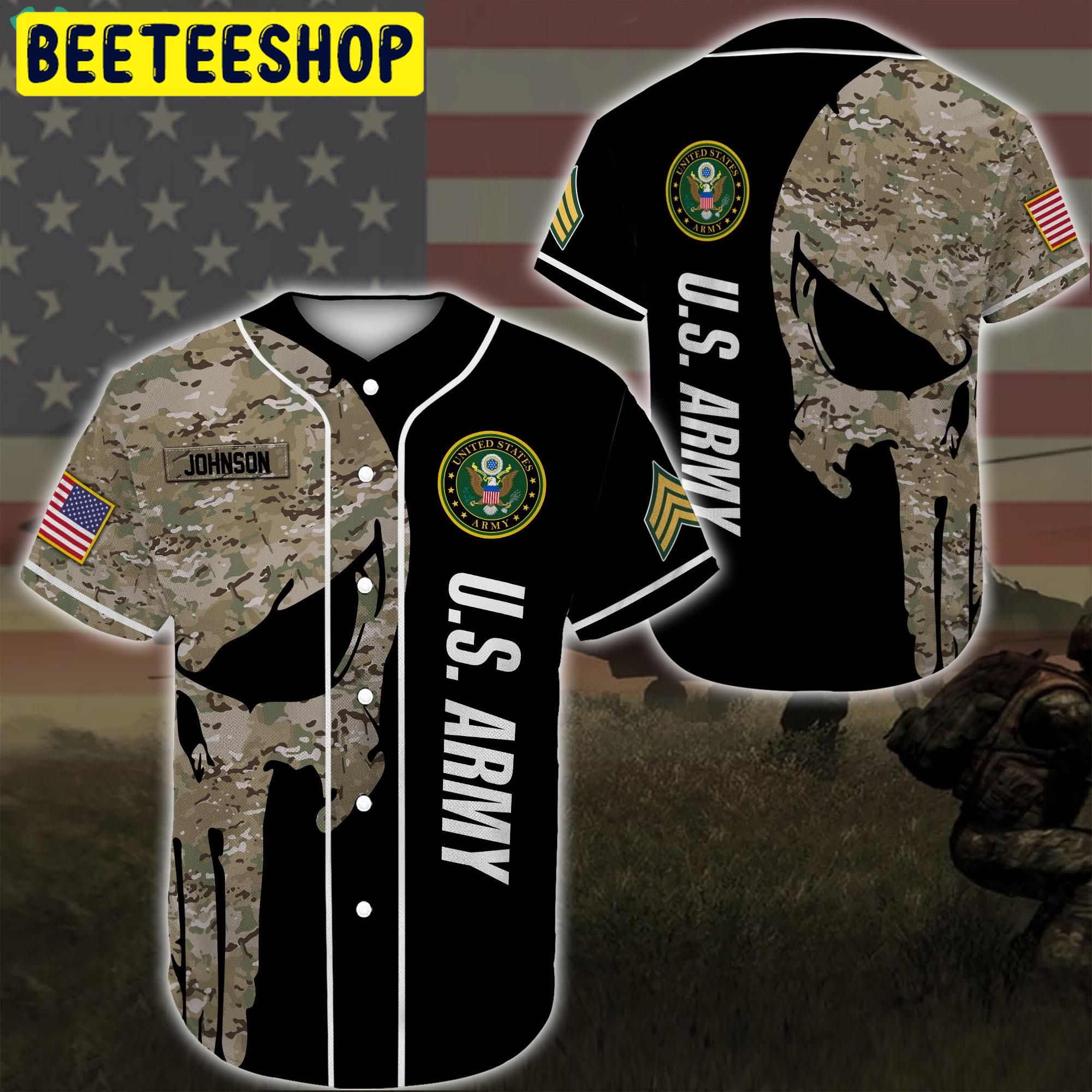 Custom Name United States Army Black Camo Trending Jersey Baseball