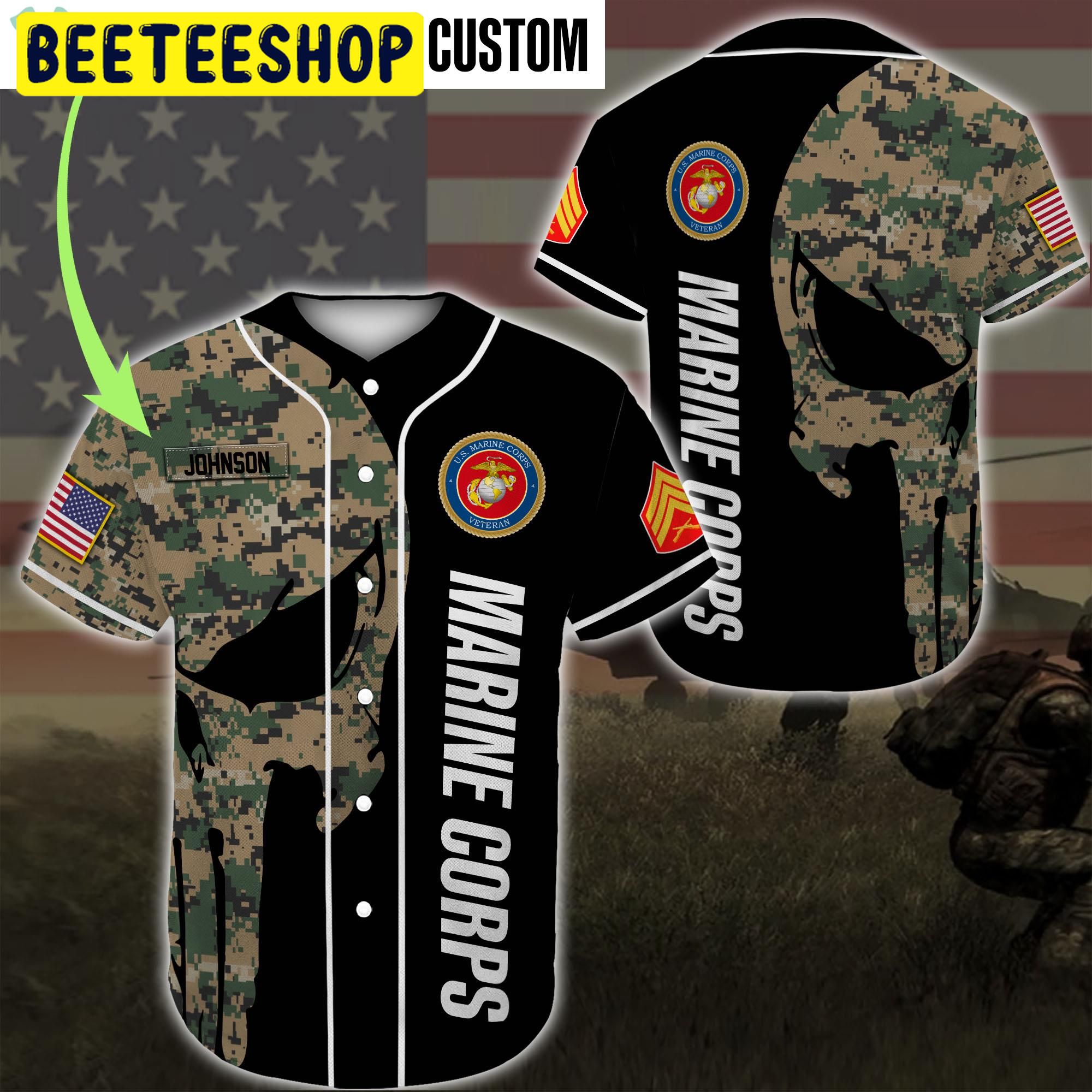 Custom Name United States Marine Corps Veteran Trending Jersey Baseball