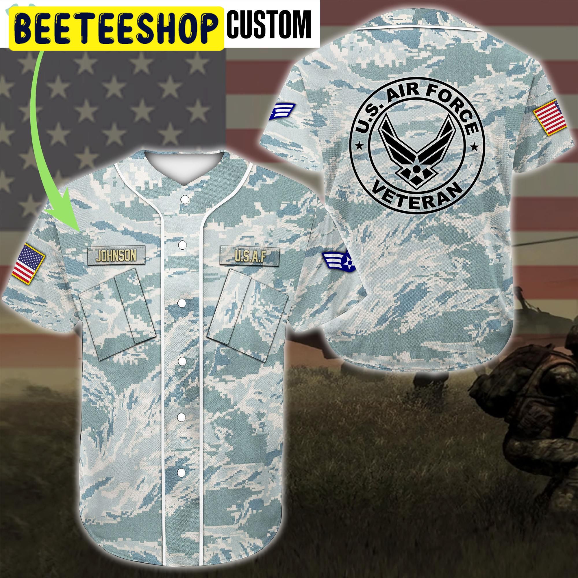 Custom Name US Air Force Veteran Trending Jersey Baseball