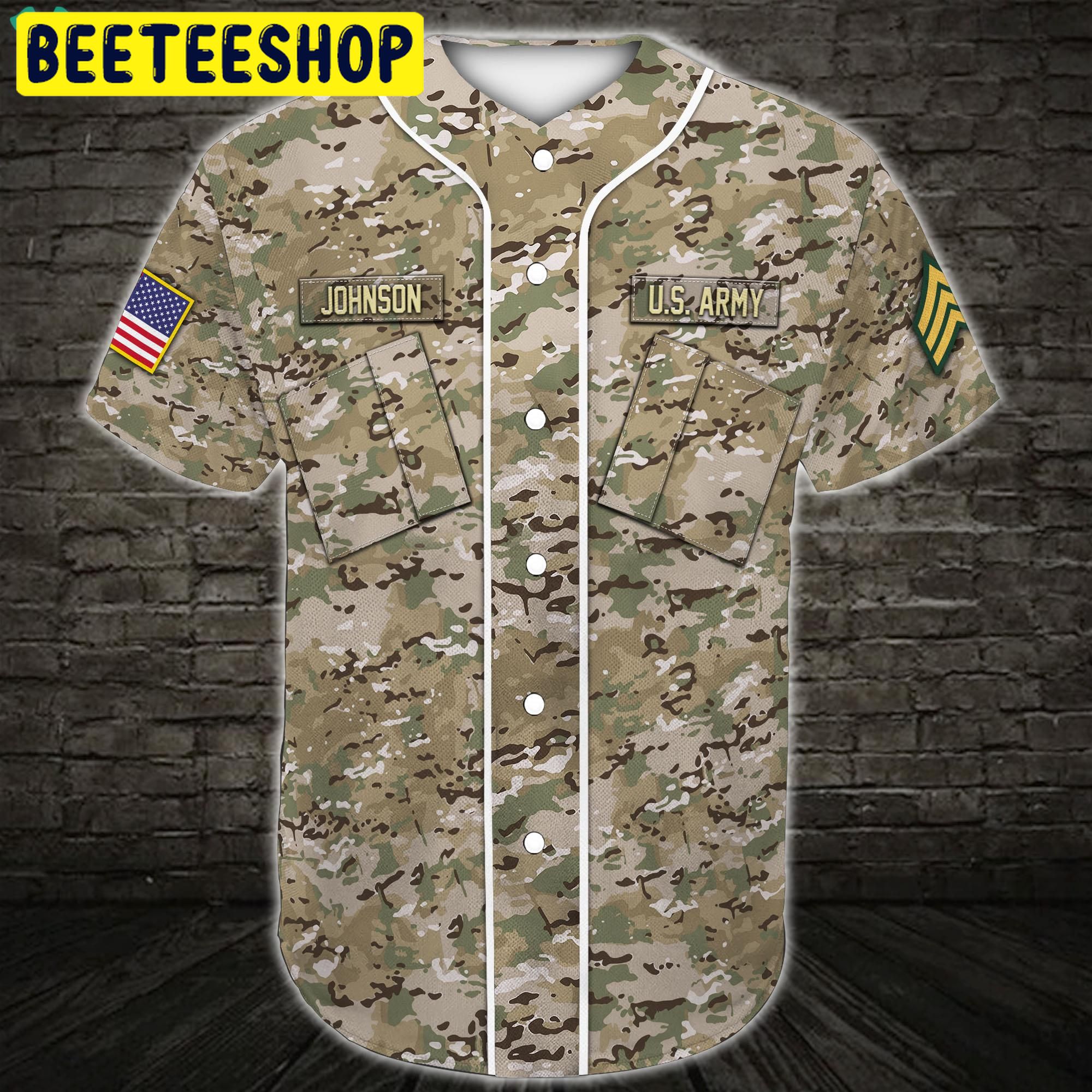 Custom US Army US Army Veteran Army Rank Trending Jersey Baseball