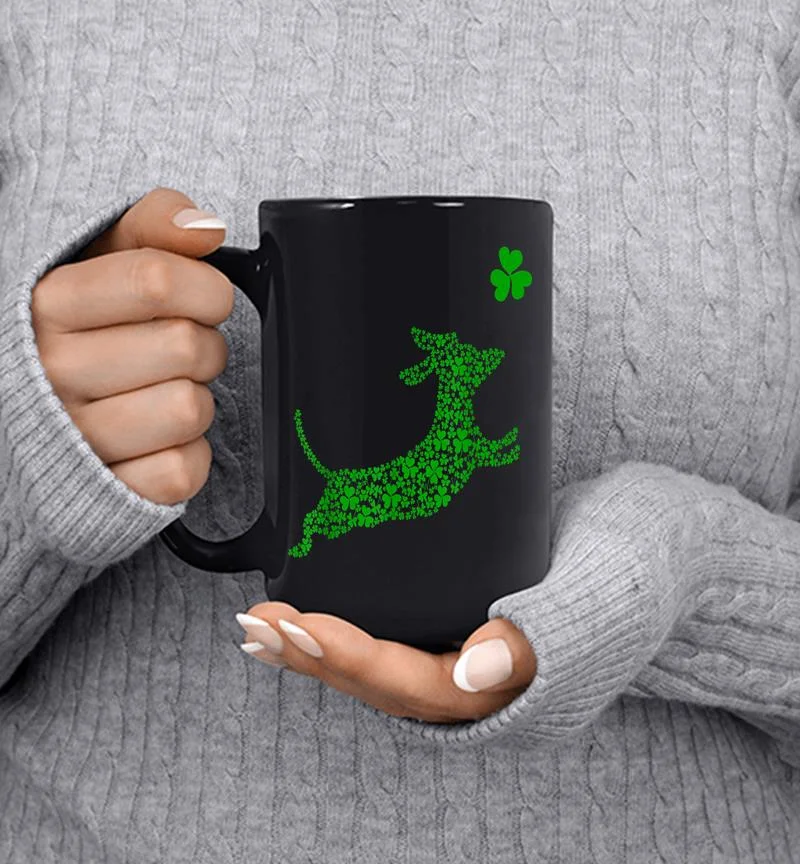 Cute Dachshund Dog With Irish Shamrock St.patrick Day Mug