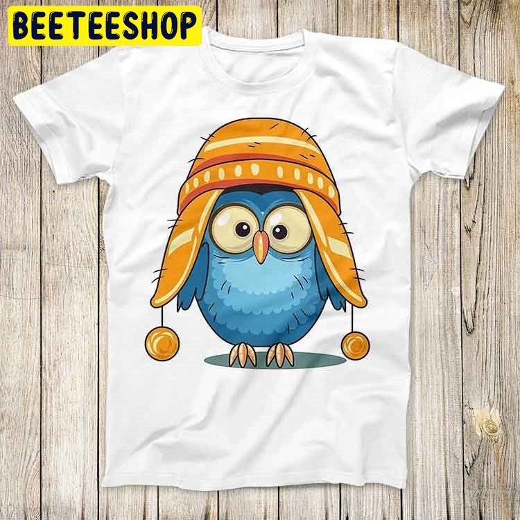 Cute Owl Tee Drawing Art Funny Super Cool Cartoon Fashion Design Trending Unisex Shirt