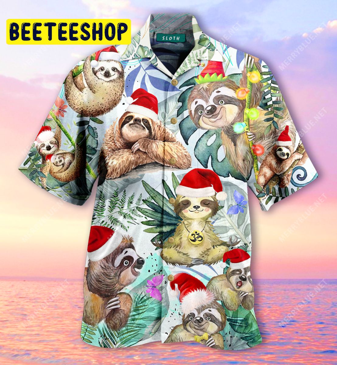 Cute Sloth With Christmas Unisex Trending Hawaiian Shirt