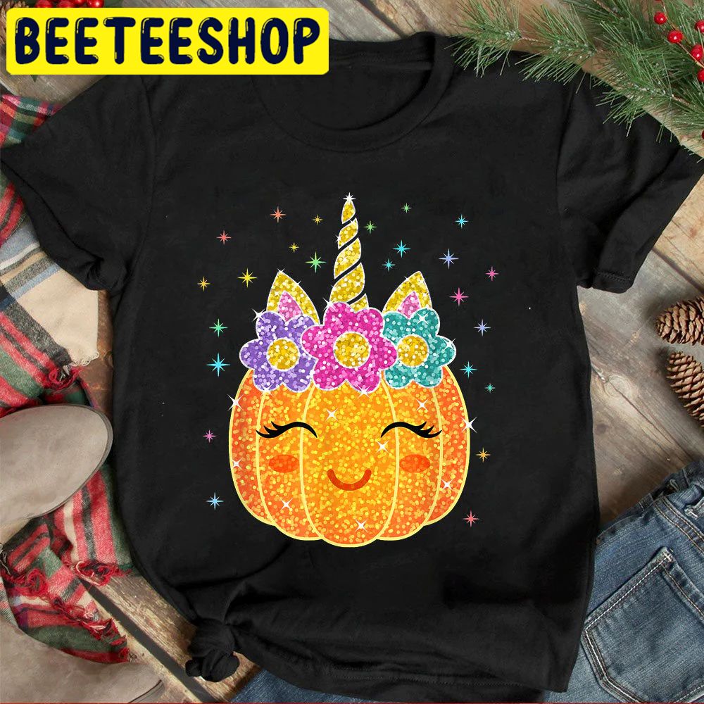 Cute Unicorn Pumpkin Halloween Thanksgiving Trending Unisex Shirt