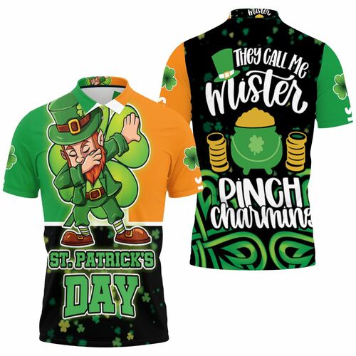 Dabbing Leprechaun Saint Patrick Day 3D All Over Print Polo Shirt