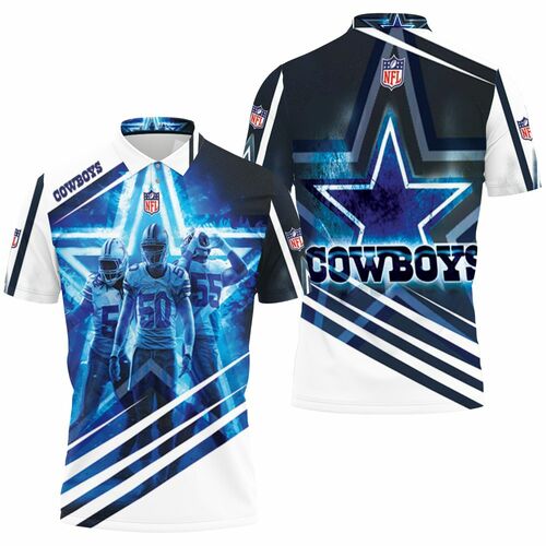 Dallas Cowboys Jaylon Smith 54 Sean Lee 50 Leighton Vander Esch 55 3D All Over Print Polo Shirt