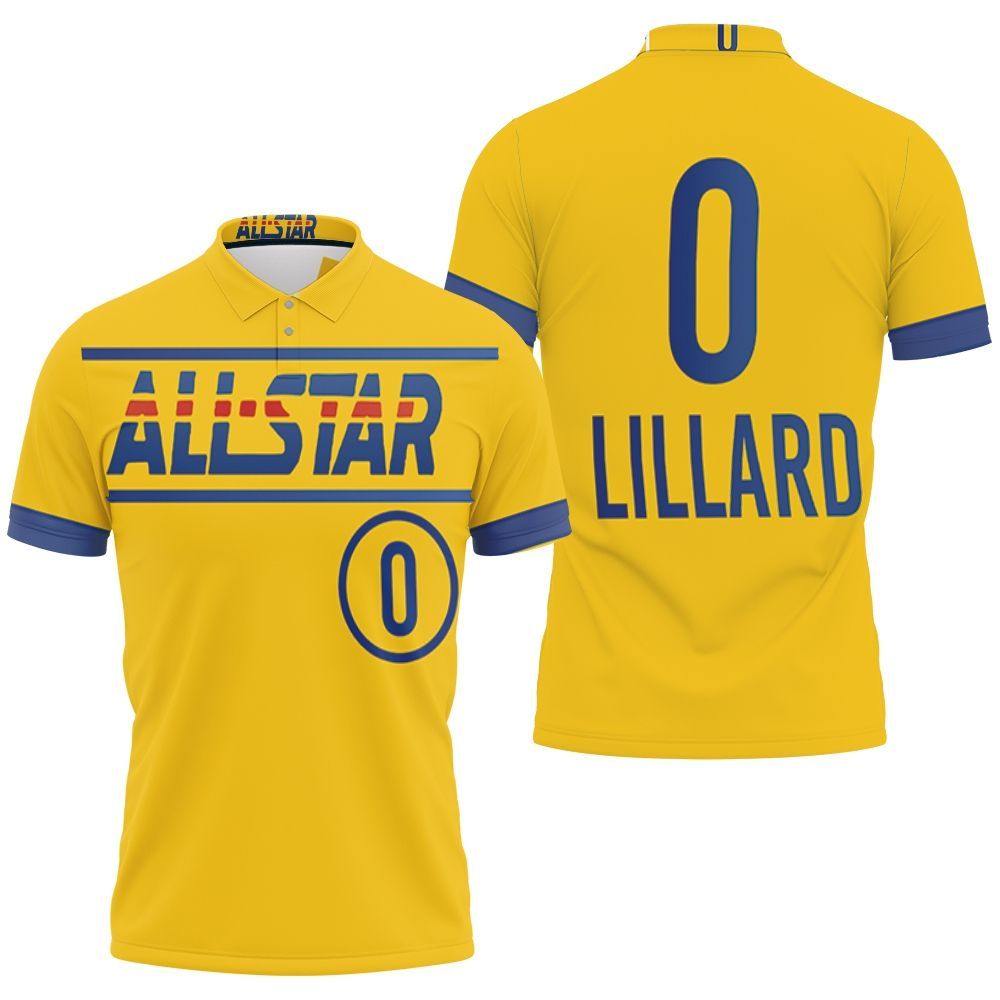 Damian Lillard Blazers 2021 All-star Western Conference Gold Jersey Inspired Style 3D All Over Print Polo Shirt