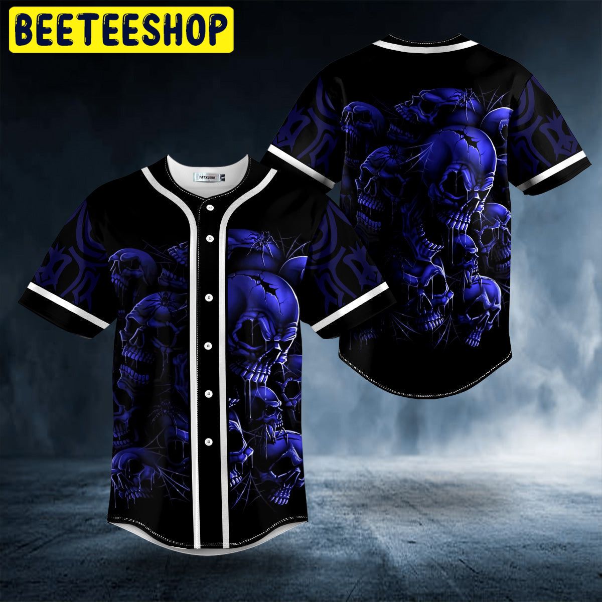 Dark Blue Cracked Skull Trending Baseball Jersey