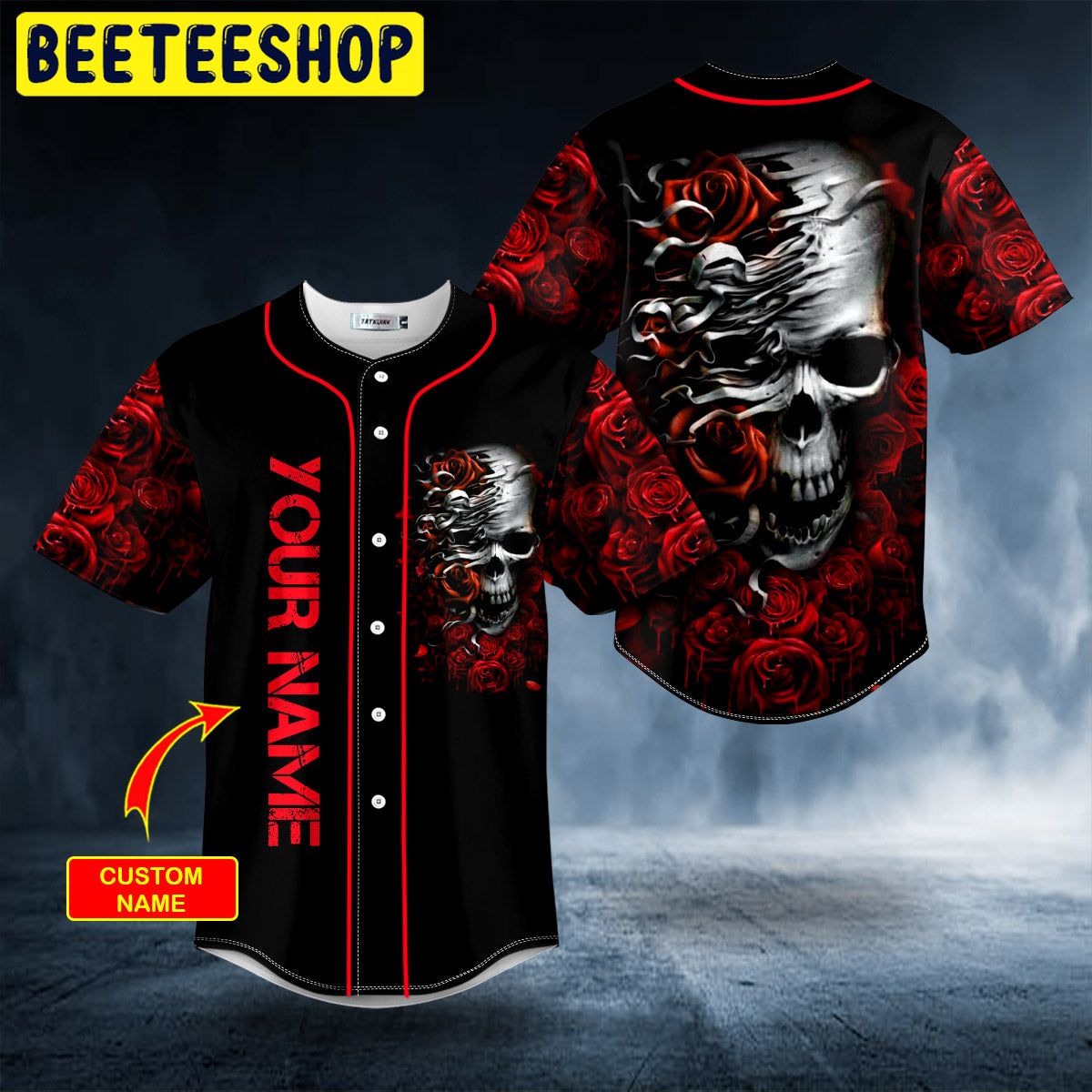 Dark Roses Sugar Skull Custom Trending Baseball Jersey