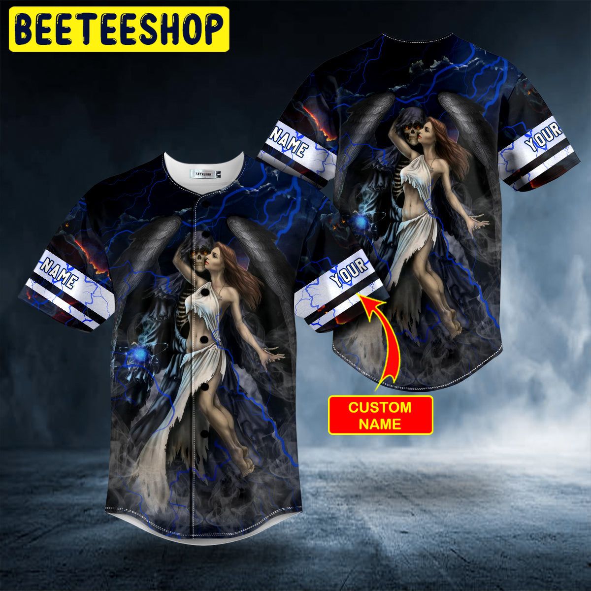 Death And The Maiden Fantasy Skull Custom Trending Baseball Jersey