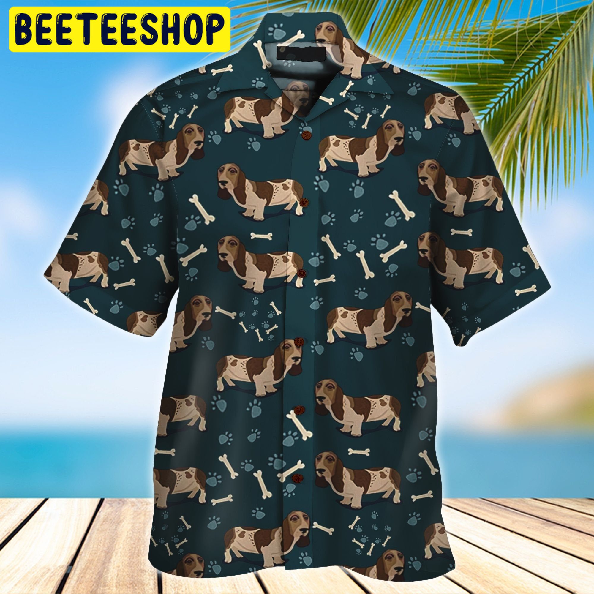 Design Basset Hound 3D All Over Printed Trending Hawaiian Shirt