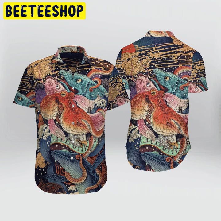 Design Japanese Aesthetic Ukiyoe Trending Hawaiian Shirt