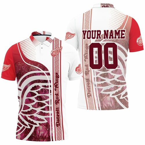 Detroit Red Wings Jersey Style Personalized Red And White 3D All Over Print Polo Shirt