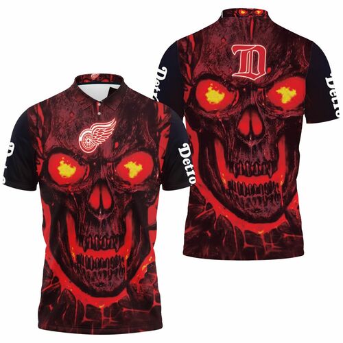 Detroit Red Wings Nhl Fan 3d Skull Demon Jersey 3D All Over Print Polo Shirt