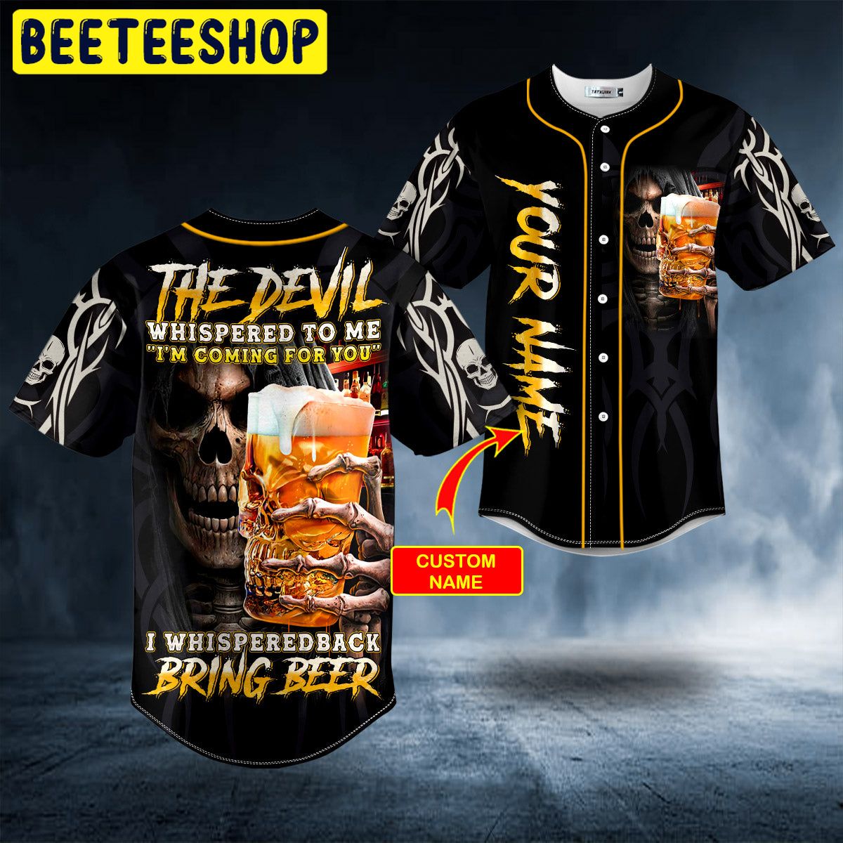 Devil Whisper Beer Grim Reaper Skull Custom Trending Baseball Jersey