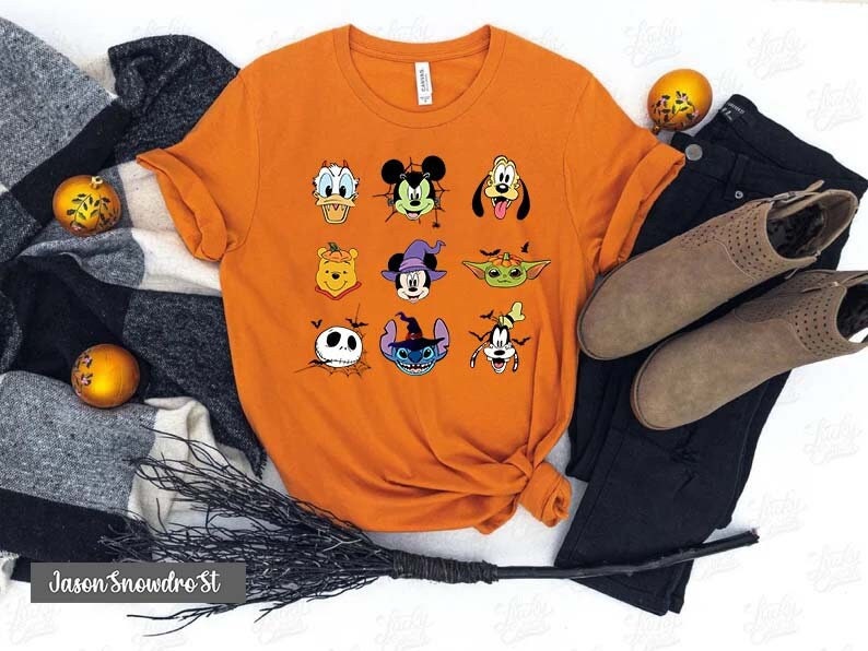 Disney Halloween Trick Or Treat Jack Skellington Pooh Yoda Stitch Mickey Minnie Trending Unisex Shirt