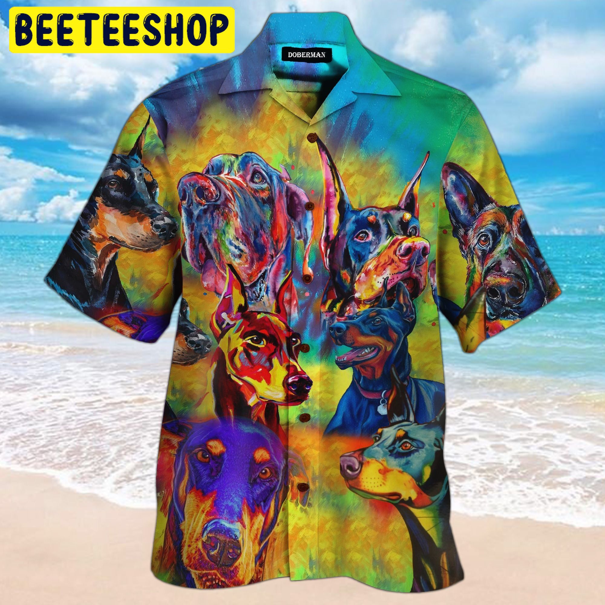 Doberman Colorful 3D All Over Printed Trending Hawaiian Shirt