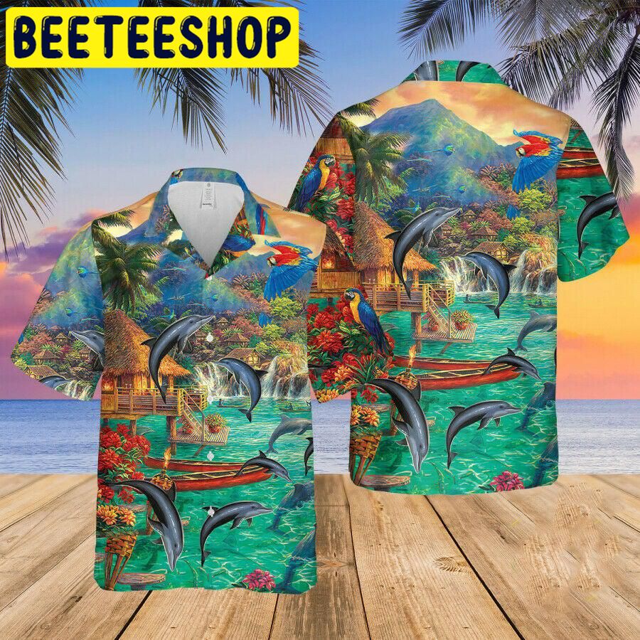 Dolphin Hawaiian Summer Beach Hawaiian Shirt